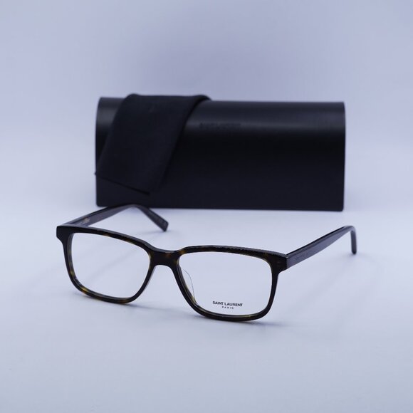 Saint Laurent SL458/F 002 Rectangle Eyeglasses 55mm – Dark Havana - Picture 1 of 9